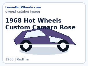 1968 Hot Wheels Custom Camaro Rose Redline Value & Pictures catalog visual