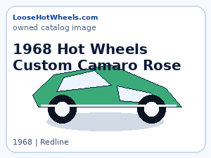 1968 Hot Wheels Custom Camaro Rose Redline Value & Pictures catalog visual